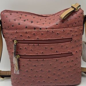 NWT Giani Bernini Faux Ostrich Cross Body Bag, Women  Brown